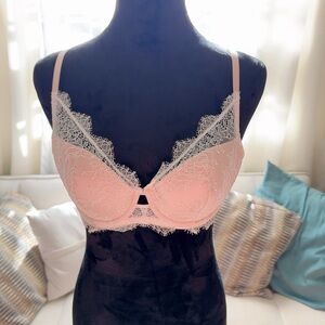 Lace Trim Pink Bra
